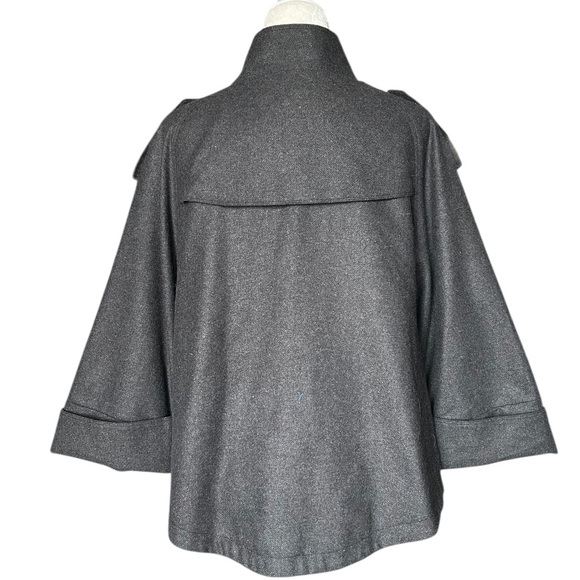 Sandro - Wool blend - Gray Button-Front Cape Coat - Medium - Picture 6 of 13